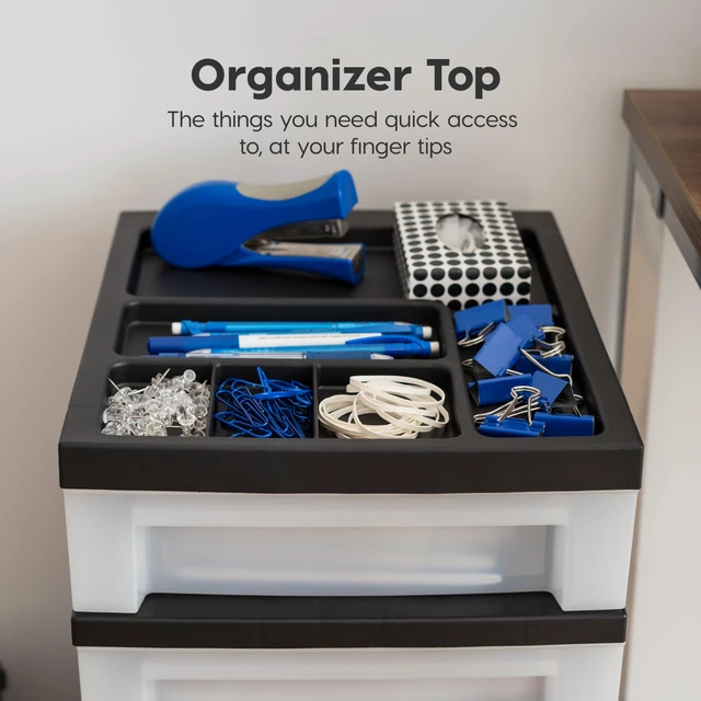 Alt view image 4 of 7 - USA 4-Drawer Rolling Storage Cart with Organizer Top, Black/Pearl
Keep classroom supplies, teacher essentials, craft materials, and learning tools organized with easy-access drawers.