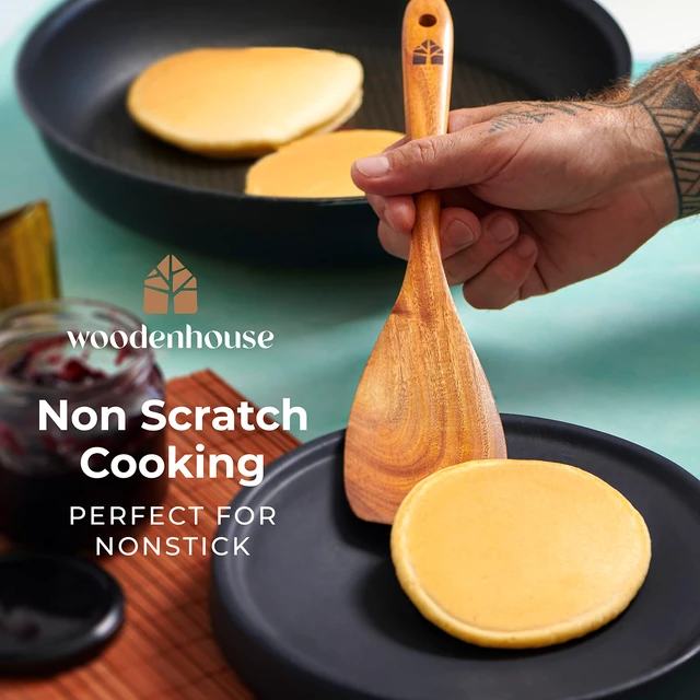 Alt view image 4 of 7 - Spoons for Cooking, 12 Pcs Teak Utensil Set with Holder & Hooks
Includes Spoon Rest for Storage Heat Resistant, Durable & Nonstick Safe Kitchen Cookware