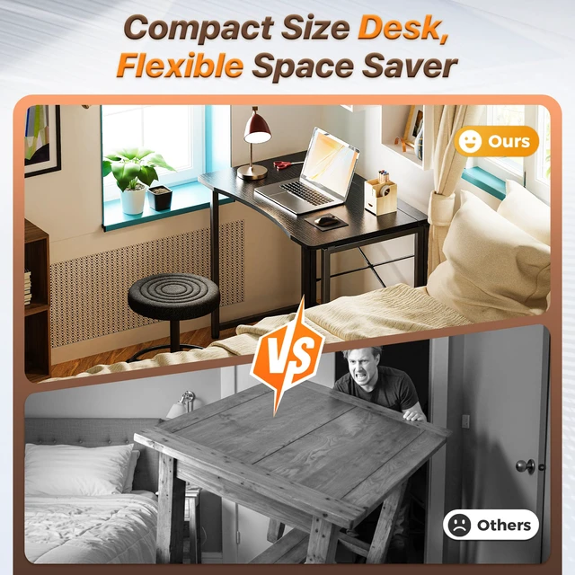 Alt view image 2 of 7 - Folding Desk for Small Spaces, 31.5 Inch Foldable Computer Table
Easy Assembly, Small Writing Work Office Computer Desk, for Home Office, Study, Bedroom, Dorm, Space Saving, Black