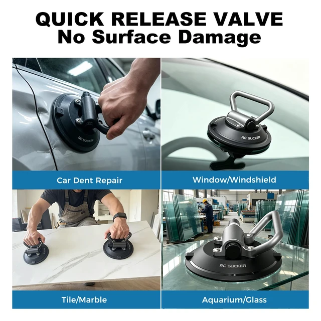 Alt view image 4 of 7 - 6" HeavyDuty Vacuum Suction Cup - Glass Suckers Lifters with Plastic Box
140 LBS loadbearing, works on glass, tile, marble, granite, sheet metal, car windshield for moving & installation jobs.
