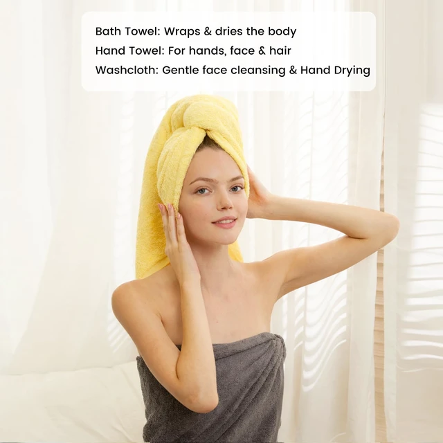 Alt view image 6 of 7 - 8-Piece Cotton Bath Towel Set with Hanging Loops for Bathroom, Yellow&Gray
Complete starter set for daily showers, sink-side use, small bathrooms, and guest baths, OEKO-TEX certified, easy care
