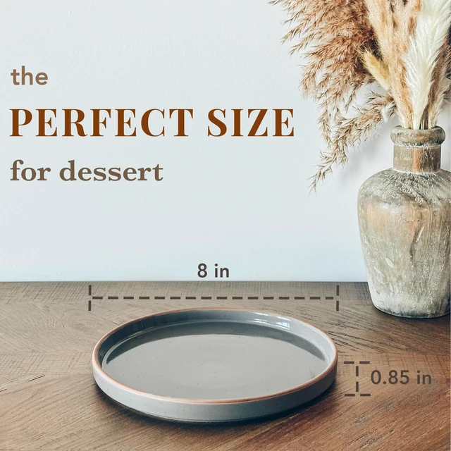 Alt view image 2 of 7 - Ceramic Flat Plates Set of 6-8 in - The Dessert, Salad, Appetizer, Small Lunch, etc Plate. Microwave, Oven, and Dishwasher Safe, Scratch Resistant. Kitchen Porcelain Dish - Neutrals