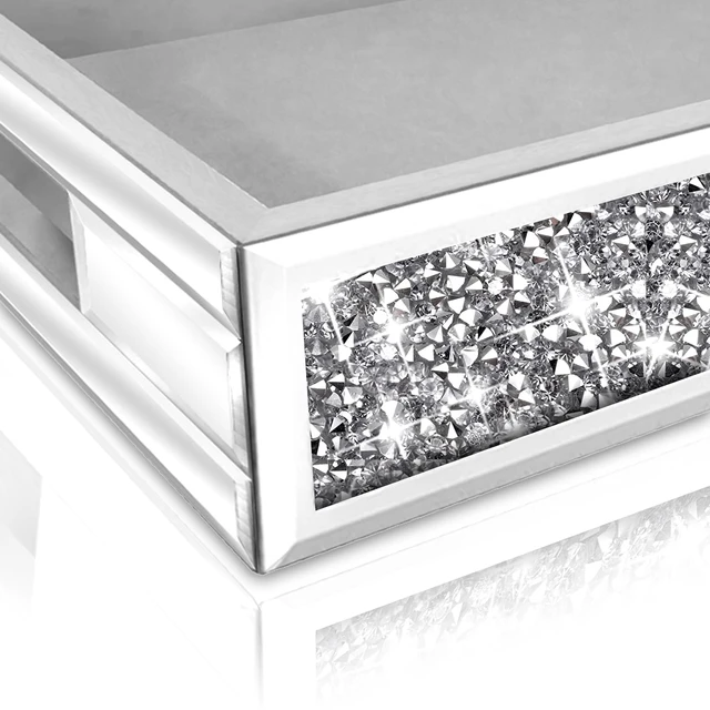 Alt view image 7 of 7 - Mirror Perfume Tray fits Dresser Bedroom,Crushed Diamond Bathroom Tray with Handles,Vanity Tray,Decorative Serving Tray for Coffee Table Decor(14x 10x 2.5)