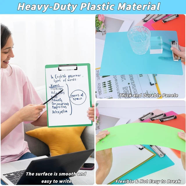 Alt view image 2 of 7 - 40 Pack 20 Colors Plastic Clipboards Bulk 9 x 12.5 Inch
Clear Colored Design, Fits A4 & Letter Papers, Low Profile Clip, Portable for Classroom, Office, Meetings & Daily Tasks