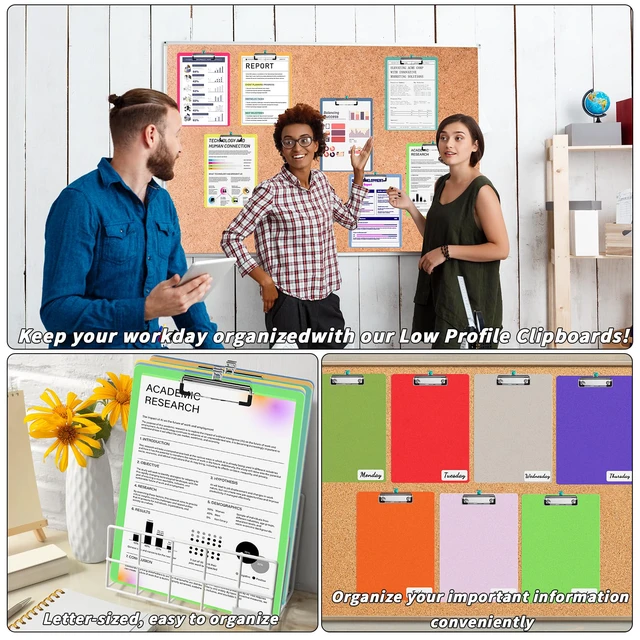 Alt view image 4 of 7 - 40 Pack 20 Colors Plastic Clipboards Bulk 9 x 12.5 Inch
Clear Colored Design, Fits A4 & Letter Papers, Low Profile Clip, Portable for Classroom, Office, Meetings & Daily Tasks