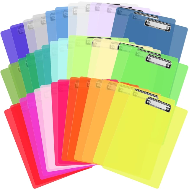 Alt view image 6 of 7 - 40 Pack 20 Colors Plastic Clipboards Bulk 9 x 12.5 Inch
Clear Colored Design, Fits A4 & Letter Papers, Low Profile Clip, Portable for Classroom, Office, Meetings & Daily Tasks