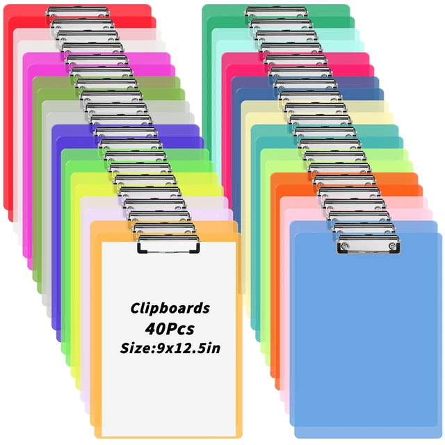 Alt view image 7 of 7 - 40 Pack 20 Colors Plastic Clipboards Bulk 9 x 12.5 Inch
Clear Colored Design, Fits A4 & Letter Papers, Low Profile Clip, Portable for Classroom, Office, Meetings & Daily Tasks