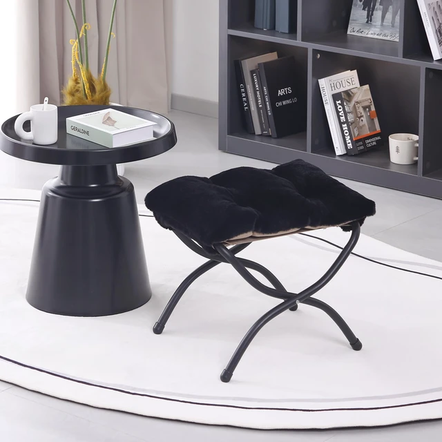 Alt view image 2 of 7 - Folding Ottoman, Foldable Footrest Stool, Portable Small Foot Stool for Couch, Collapsible Foot Rest Ottoman for Sofa, Accent Padded Ottomans for Lazy Chair, Living Room, Bedroom