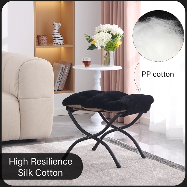 Alt view image 4 of 7 - Folding Ottoman, Foldable Footrest Stool, Portable Small Foot Stool for Couch, Collapsible Foot Rest Ottoman for Sofa, Accent Padded Ottomans for Lazy Chair, Living Room, Bedroom