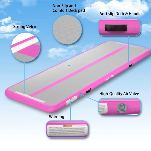 Alt view image 4 of 6 - Track 4 inches Thickness Inflatable Gymnastics Mat for Home Use/Training/Cheerleading/Yoga 10/13/16/20ft with Electric Air Pump