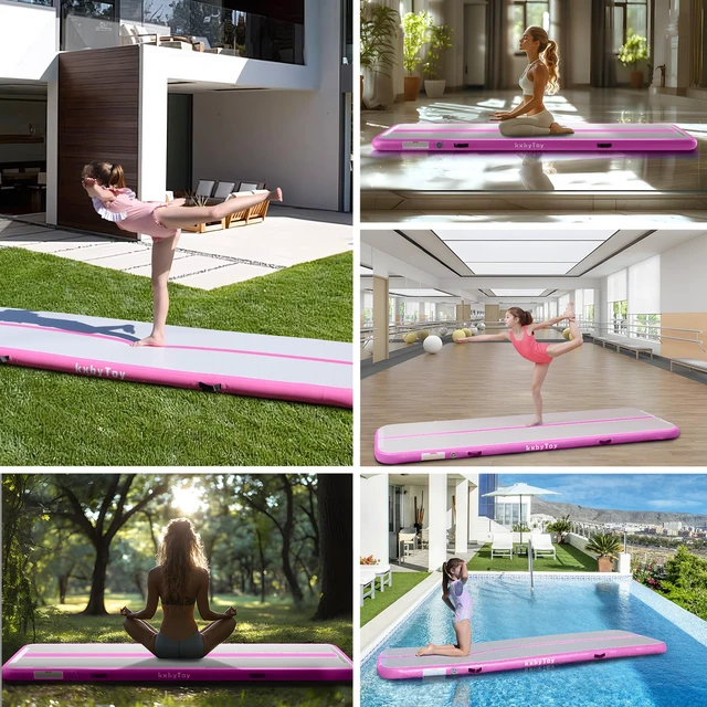 Alt view image 6 of 6 - Track 4 inches Thickness Inflatable Gymnastics Mat for Home Use/Training/Cheerleading/Yoga 10/13/16/20ft with Electric Air Pump