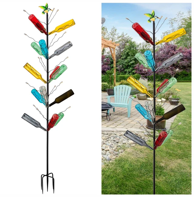 Main image of 7.2FT Tall Wine Bottle Trees Stand for Garden Decorative, Rustproof Metal Bottle Tree Holder, Holds Up to 15 Bottles (Black)