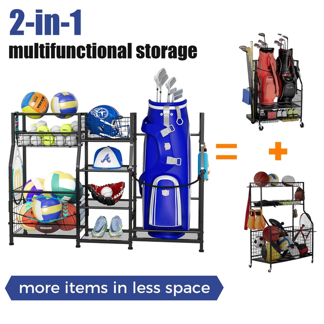 Alt view image 2 of 7 - Sonyabecca Garage Sports Equipment Organizer Golf Bag Storage Rack