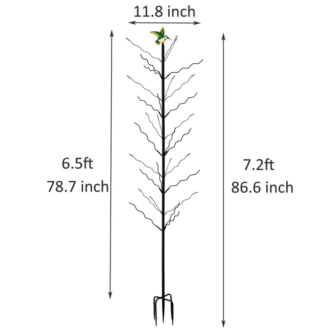 Alt view image 5 of 7 - 7.2FT Tall Wine Bottle Trees Stand for Garden Decorative, Rustproof Metal Bottle Tree Holder, Holds Up to 15 Bottles (Black)
