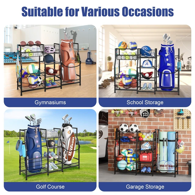 Alt view image 4 of 7 - Sonyabecca Garage Sports Equipment Organizer Golf Bag Storage Rack