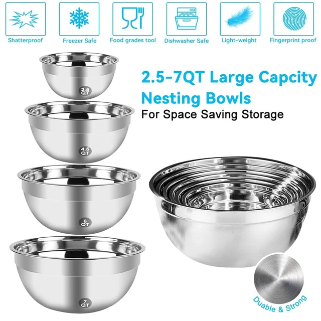 Alt view image 5 of 7 - WEPSEN Hand Mixer Electric Mixing Bowls Set, 5 Speeds Handheld Mixer with 4 Nesting Stainless Steel Mixing Bowl, Measuring Cups Spoons 200W Kitchen Blender Whisk Beater Baking Supplies For Beginner