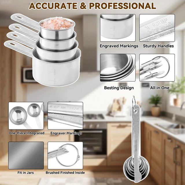 Alt view image 7 of 7 - WEPSEN Hand Mixer Electric Mixing Bowls Set, 5 Speeds Handheld Mixer with 4 Nesting Stainless Steel Mixing Bowl, Measuring Cups Spoons 200W Kitchen Blender Whisk Beater Baking Supplies For Beginner