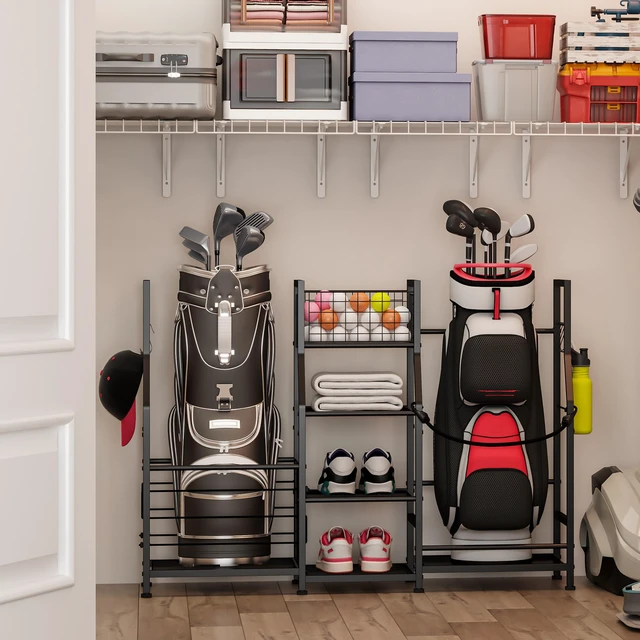 Alt view image 6 of 7 - Sonyabecca Garage Sports Equipment Organizer Golf Bag Storage Rack
