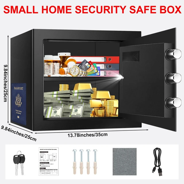 Alt view image 2 of 7 - 1.3 Cuft Small Fire Proof Safe for Home Documents, Anti-theft Safes for Home Use Fire and Water Proof with Combination Lock, Smart Alert System and Removable Shelf, Digital Document Safe for Jewelry