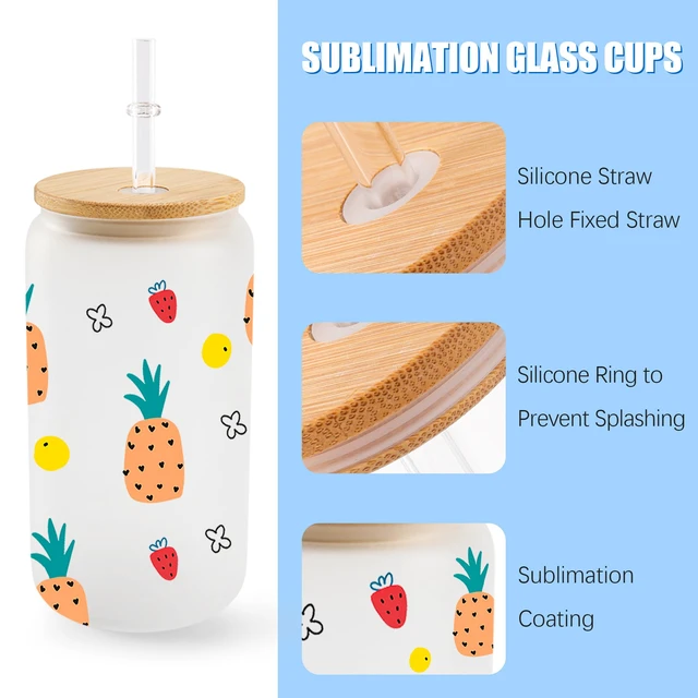 Alt view image 4 of 7 - Sublimation Glass Cups 12 Pack 16 oz Frosted with Lids and Straws
Sublimation blanks wtih gift boxes for crafters small batches, DIY tumbler for HTV and custom gifts, 12 cleaning brushes