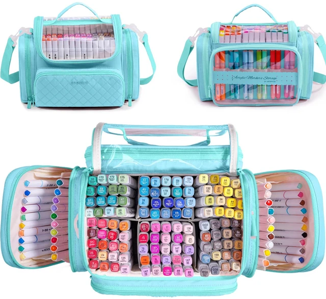 Main image of Large Marker Organizer Case for Up to 300 Markers, Marker Storage Bag
Large marker organizer with detachable dividers for up to 300 alcohol markers, brush pens, colored pencils and art supplies