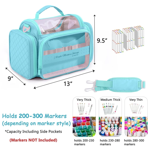 Alt view image 2 of 6 - Large Marker Organizer Case for Up to 300 Markers, Marker Storage Bag
Large marker organizer with detachable dividers for up to 300 alcohol markers, brush pens, colored pencils and art supplies