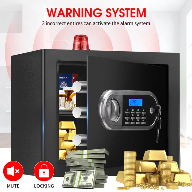 Alt view image 6 of 7 - 1.3 Cuft Small Fire Proof Safe for Home Documents, Anti-theft Safes for Home Use Fire and Water Proof with Combination Lock, Smart Alert System and Removable Shelf, Digital Document Safe for Jewelry