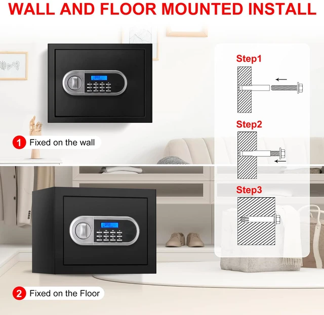 Alt view image 7 of 7 - 1.3 Cuft Small Fire Proof Safe for Home Documents, Anti-theft Safes for Home Use Fire and Water Proof with Combination Lock, Smart Alert System and Removable Shelf, Digital Document Safe for Jewelry