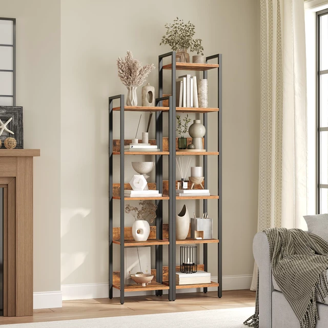 Alt view image 5 of 7 - Bookshelf, 5-Tier Bookcase, Standing Book Shelf for Small Space, Storage Shelf Organizer, for Living Room, Bedroom, Study, Balcony, Rustic Brown and Black BKHR5501