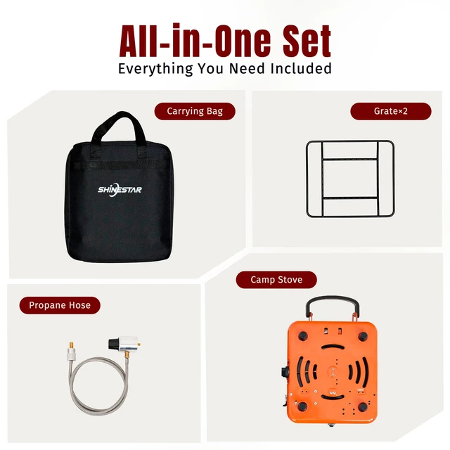 Alt view image 6 of 7 - Burner Camping Stove, 17000 BTU Portable Propane Camp Stove
Foldable Gas Stove with Carrying Bag, Camping Essentials for Outdoor Cooking & Emergencies