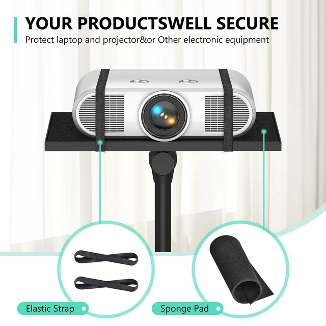 Alt view image 6 of 7 - Projector Stand Tripod: 2 Shelves Mobile Laptop Cart Adjustable Height 45 to 64 Inches, Rolling Laptop Stand Cart with Ventilated Tray, Projector Tripod Stand on Wheels for Couch, Bedside, Meeting