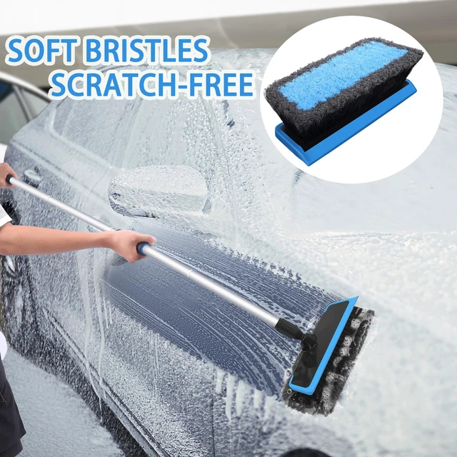 Alt view image 2 of 7 - Wontolf 62'' Car Wash Brush with Long Handle, Scratch-Free Soft Bristles Sturdy Car Wash Mop Kit, Complete Car Cleaning Brush Kit Wash Mitt Towel Windshield Squeegee Wheel Tire Brush for Car Truck RV