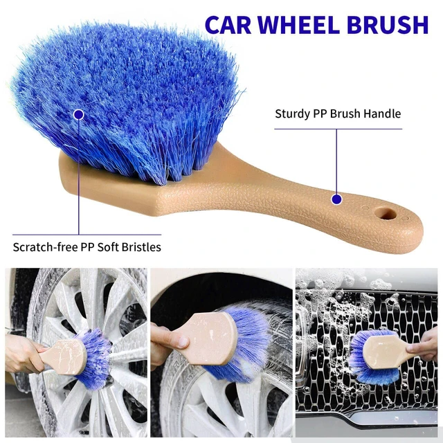 Alt view image 4 of 7 - Wontolf 62'' Car Wash Brush with Long Handle, Scratch-Free Soft Bristles Sturdy Car Wash Mop Kit, Complete Car Cleaning Brush Kit Wash Mitt Towel Windshield Squeegee Wheel Tire Brush for Car Truck RV