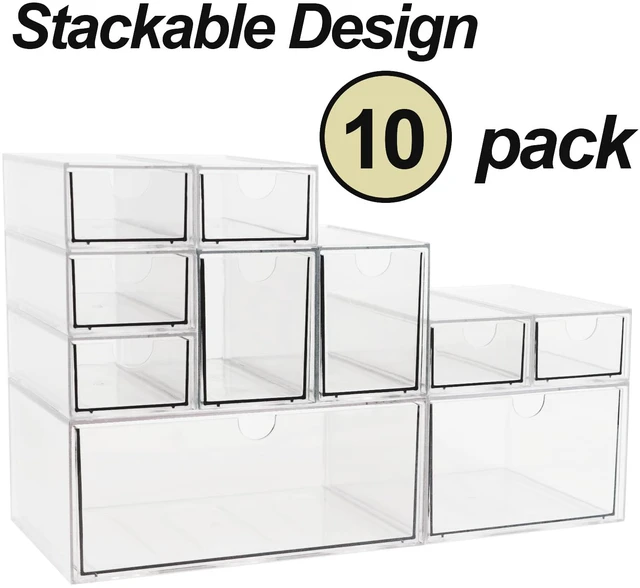 Alt view image 2 of 7 - Acrylic Makeup Organizer, 10 Drawers Clear Storage Organizer Desktop Stackable Storage Drawers, Plastic Organizer Bins for Makeup, Stationery, Cosmetics, Vanity, Bathroom,Cabinet,Pantry Office Desk