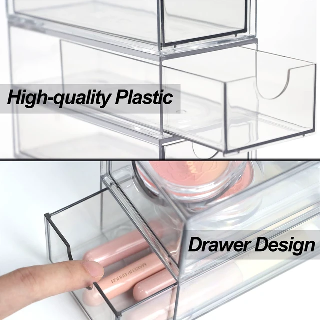 Alt view image 5 of 7 - Acrylic Makeup Organizer, 10 Drawers Clear Storage Organizer Desktop Stackable Storage Drawers, Plastic Organizer Bins for Makeup, Stationery, Cosmetics, Vanity, Bathroom,Cabinet,Pantry Office Desk