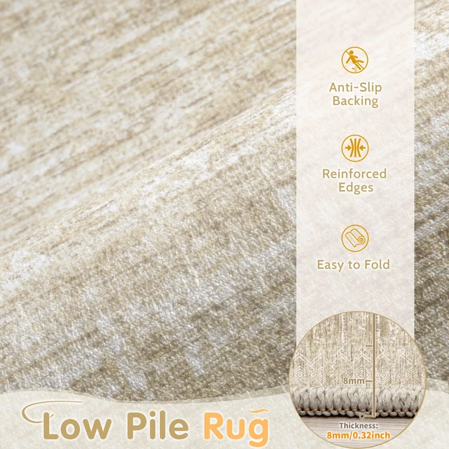 Alt view image 3 of 7 - Washable Rug 8x10 Area Rugs: Modern Geometric Rugs for Living Room Non Slip Soft Low Pile Moroccan Indoor Carpet for Bedroom Nursery Dining Room Home Office Children's Room (Beige, 8'x10')