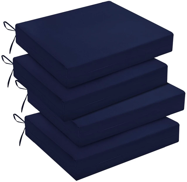 Main image of downluxe Outdoor Chair Cushions Set of 4 for Patio Furniture, Water-Resistant Square Corner Patio Chair Cushions with Ties, High Density Foam Outdoor Seat Cushion, 18.5" X 16" X 3", Navy