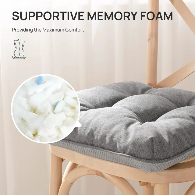 Alt view image 3 of 7 - Love's cabin Memory Foam Chair Cushions Set of 4, 15.5 Inch, Grey
