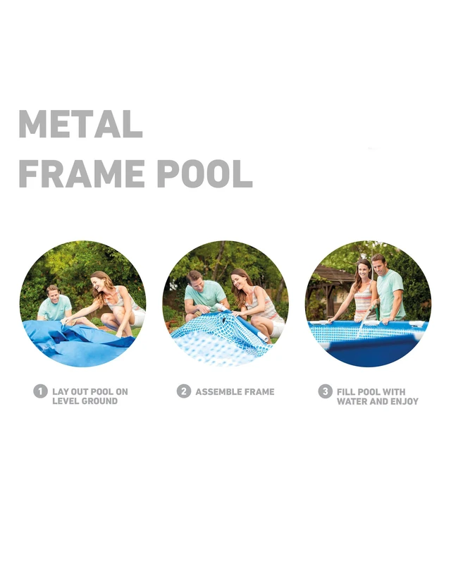 Alt view image 5 of 7 - INTEX Metal Frame 8ft x 20in Round Above Ground Swimming Pool