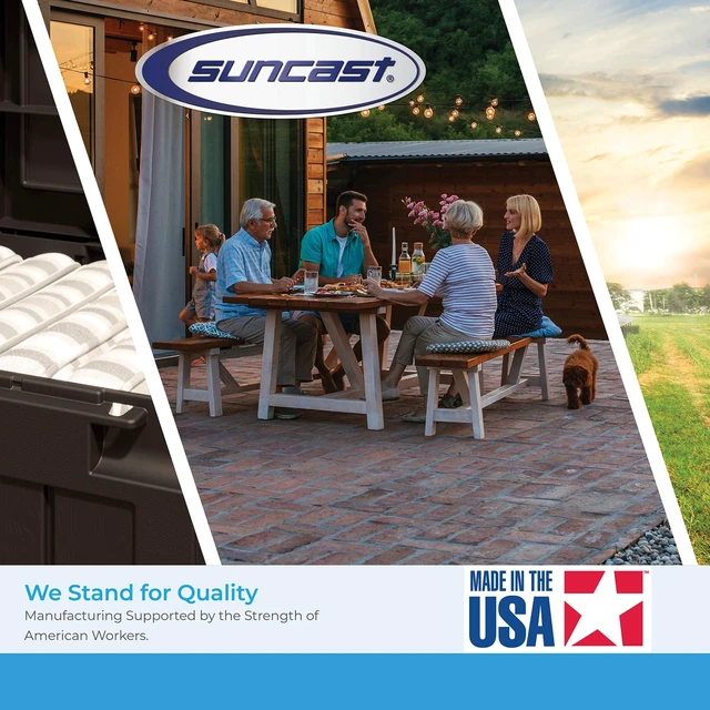 Alt view image 7 of 7 - Suncast Resin Wicker Hideaway Outdoor Trash Can with Latching Lid, Dark Taupe