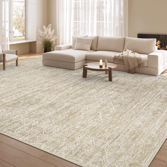 Alt view image 6 of 7 - Washable Rug 8x10 Area Rugs: Modern Geometric Rugs for Living Room Non Slip Soft Low Pile Moroccan Indoor Carpet for Bedroom Nursery Dining Room Home Office Children's Room (Beige, 8'x10')
