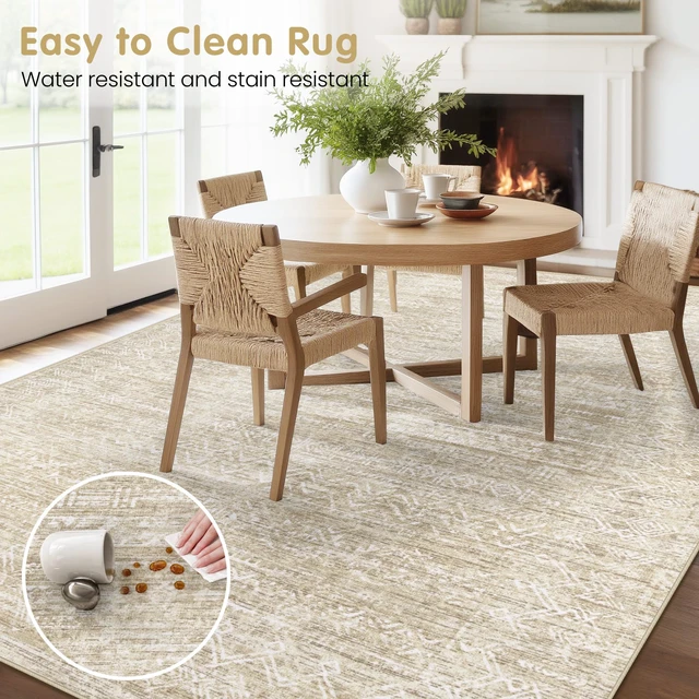 Alt view image 7 of 7 - Washable Rug 8x10 Area Rugs: Modern Geometric Rugs for Living Room Non Slip Soft Low Pile Moroccan Indoor Carpet for Bedroom Nursery Dining Room Home Office Children's Room (Beige, 8'x10')