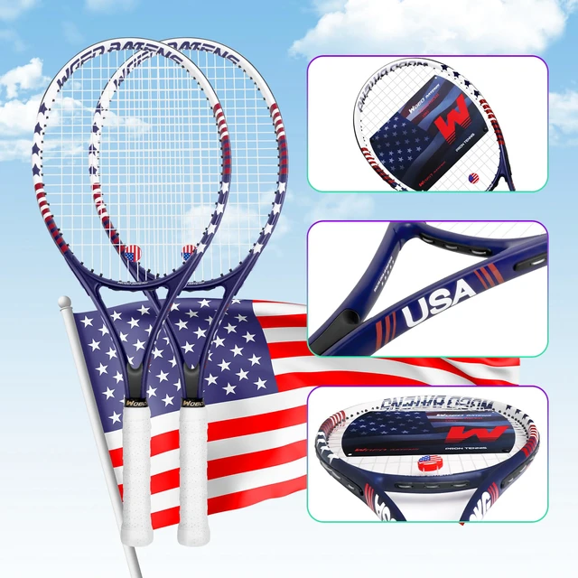 Alt view image 2 of 7 - Rackets for Adults 27 Inch Tennis Racquets Set Included Tennis Racket Tennis Balls Overgrips Vibration Dampers Tennis Bag