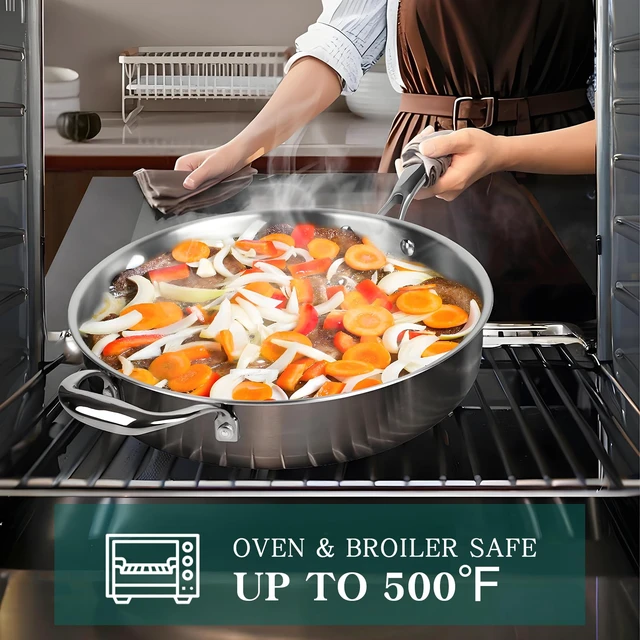 Alt view image 5 of 7 - EWFEN Pots and Pans Set, 3 Ply 11 Piece Stainless Steel Cookware Set, Oven Dishwasher Safe | Induction Compatible Frying Pans, Saucepans, Saute Pan & Stock Pot, PFOA Free Kitchen Skillet