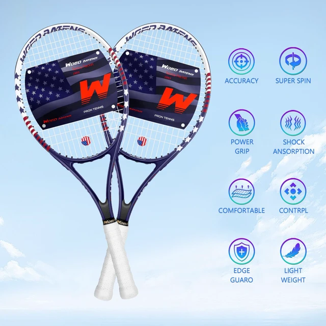 Alt view image 3 of 7 - Rackets for Adults 27 Inch Tennis Racquets Set Included Tennis Racket Tennis Balls Overgrips Vibration Dampers Tennis Bag