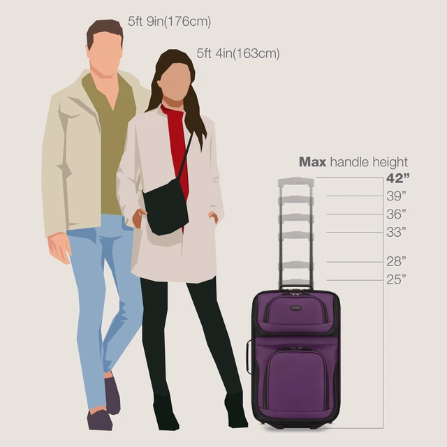 Alt view image 6 of 7 - U.S. Traveler Rio Lightweight Softside Rolling Carry-on Suitcase, 2-Wheel Set, Purple