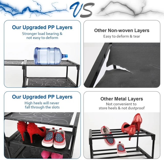 Alt view image 4 of 6 - 9-Tier Large Tall Shoe Rack with Covers 40-46 Pairs, Sneaker Rack Organizer Shoes Cabinet Closed Shelves Shoe Stand Holder for Garage Bedroom,Zapateras Organizer for Shoes 50 Pares