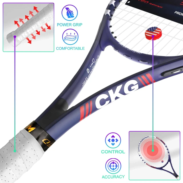 Alt view image 4 of 7 - Rackets for Adults 27 Inch Tennis Racquets Set Included Tennis Racket Tennis Balls Overgrips Vibration Dampers Tennis Bag