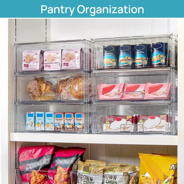 Alt view image 5 of 7 - 2 Pack Large Clear Stackable Storage Drawers for Closet, Pantry
Easily Assemble Bathroom Undersink Organizers,Plastic Storage Bins for Cabinet,Kitchen Pantry Organization