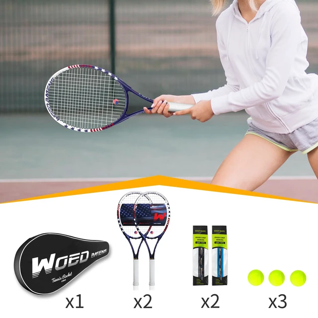 Alt view image 5 of 7 - Rackets for Adults 27 Inch Tennis Racquets Set Included Tennis Racket Tennis Balls Overgrips Vibration Dampers Tennis Bag